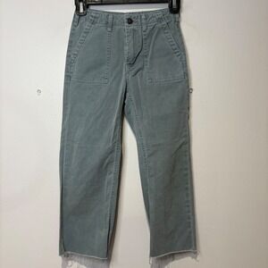 Katie J NYC Girls Denim‎ Wide Leg Cropped Jeans Light Green Size 7/8 100% Cotton